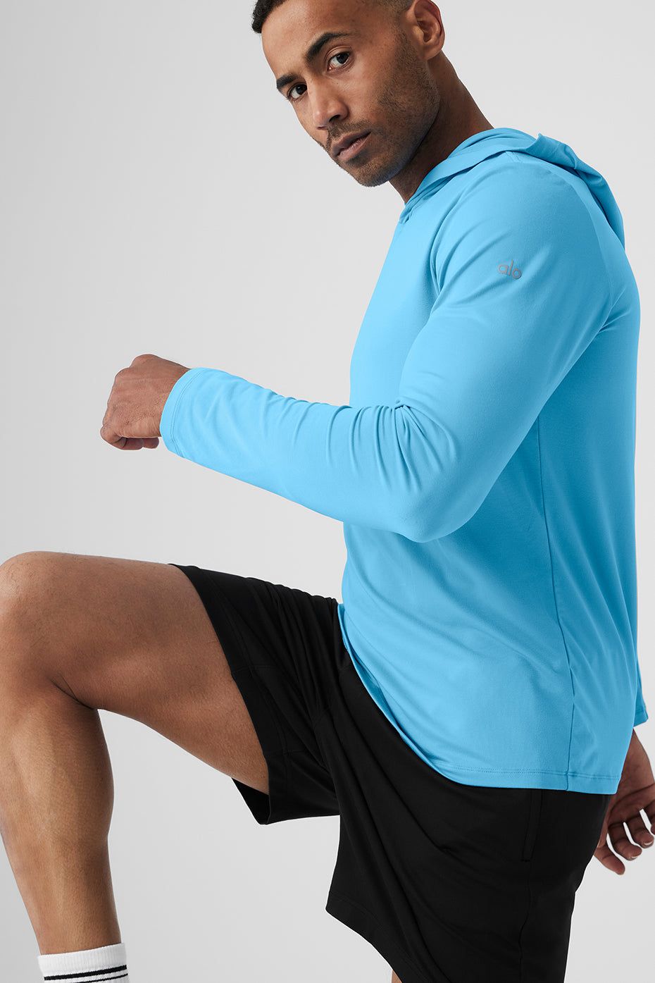 Conquer Reform Long Sleeve With Hood - Azure Blue sold by Alo Yoga product image thumbnail 4