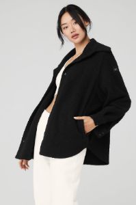 Micro Sherpa Envy Shacket - Black sold by Alo Yoga