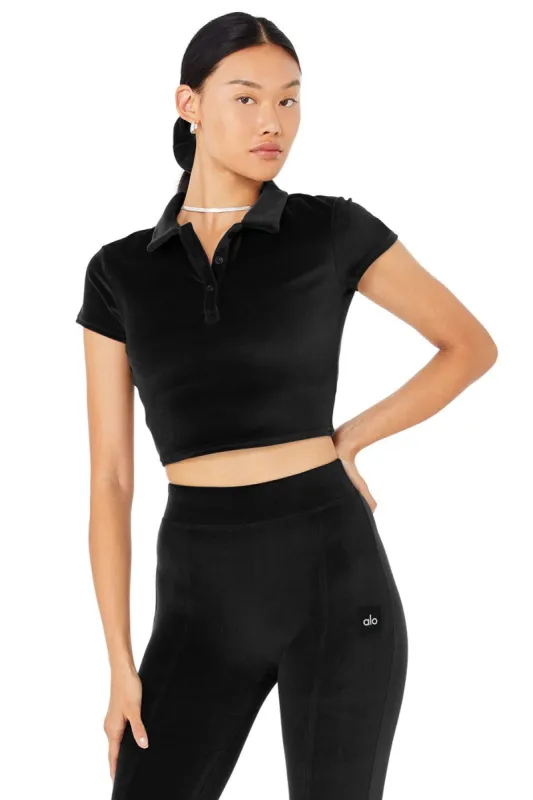 Velour Choice Polo - Black made by Alo Yoga
