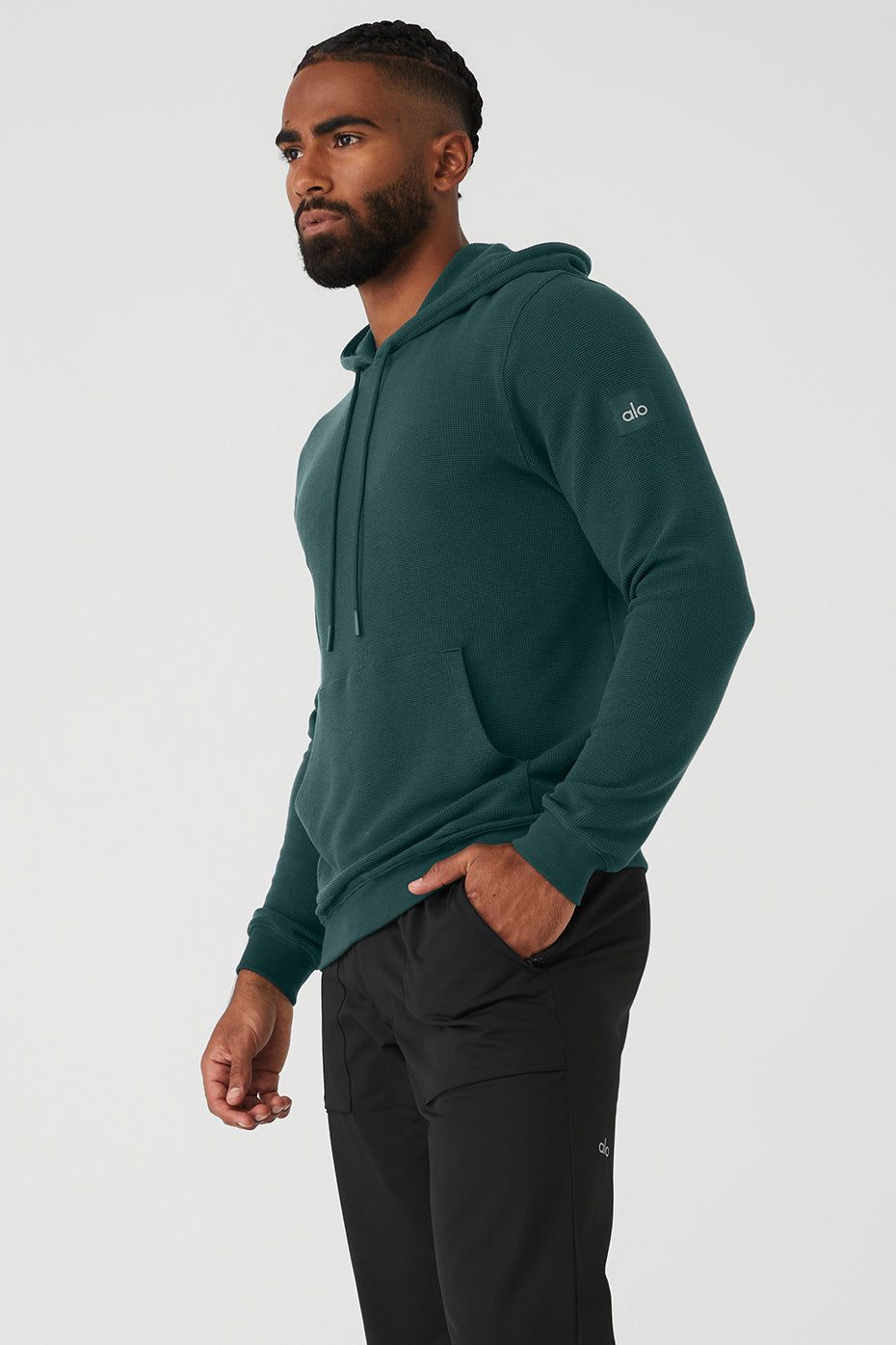 Micro Waffle Fast Break Hoodie - Midnight Green sold by Alo Yoga product image thumbnail 3