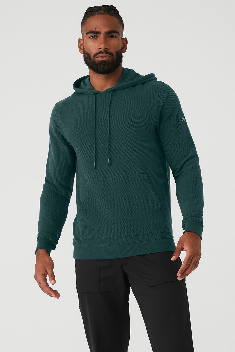 Micro Waffle Fast Break Hoodie - Midnight Green sold by Alo Yoga