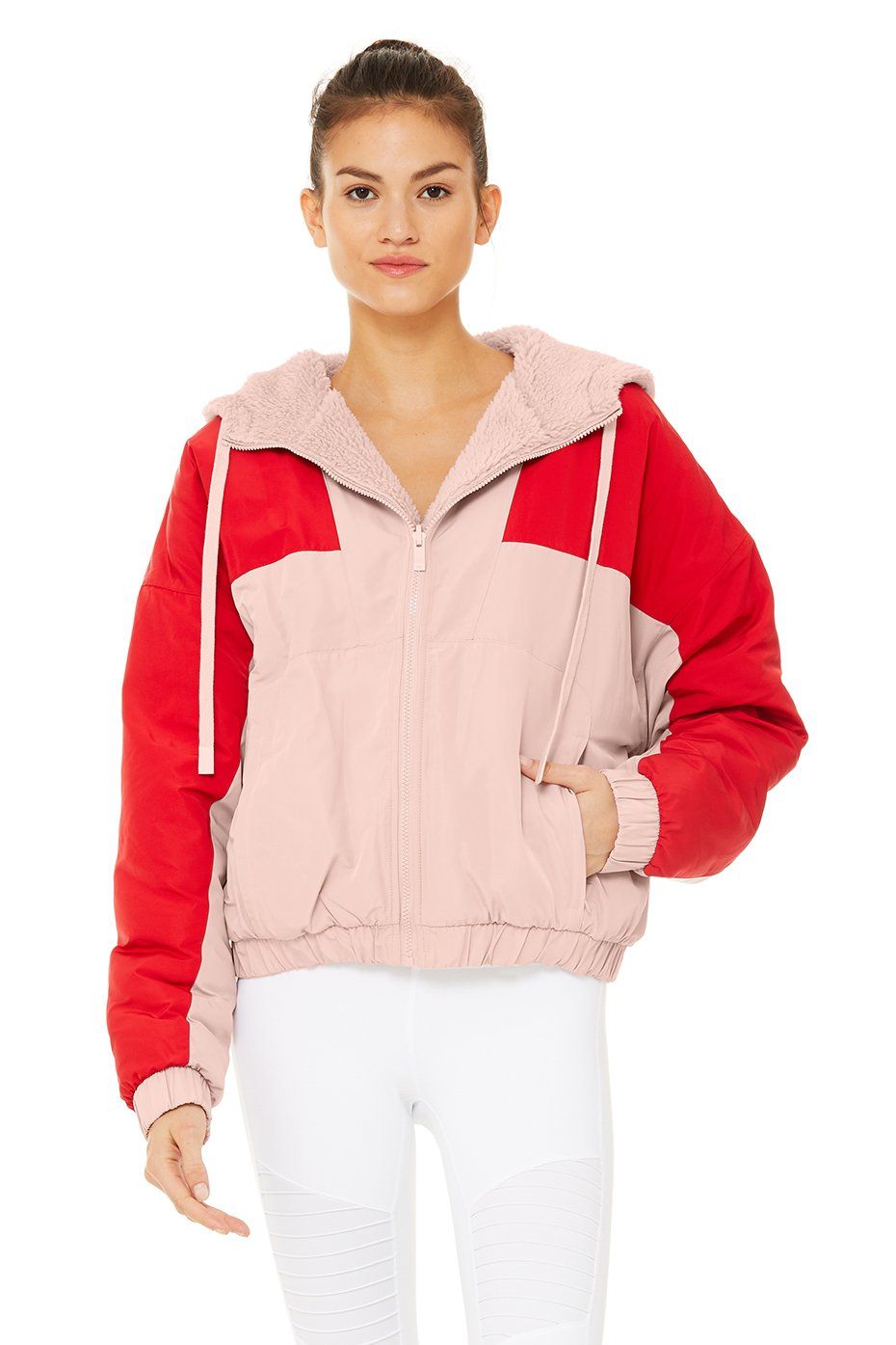 Duality Reversible Sherpa Jacket - Pale Mauve/Scarlet sold by Alo Yoga