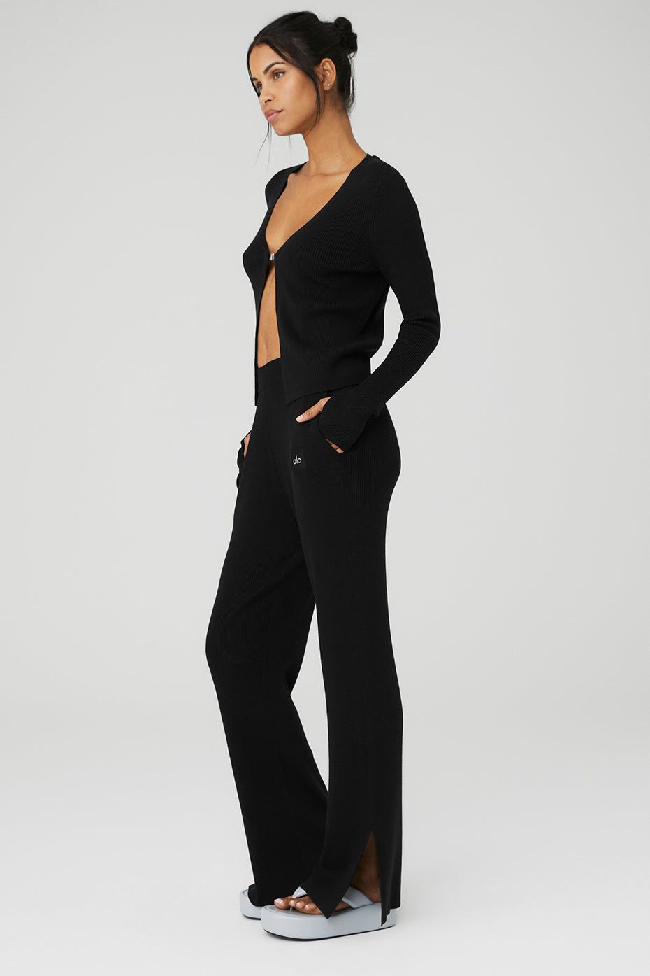 Knit Salana Cardigan & Knit High-Waist Salana Wide Leg Pant Set sold by Alo Yoga product image thumbnail 3