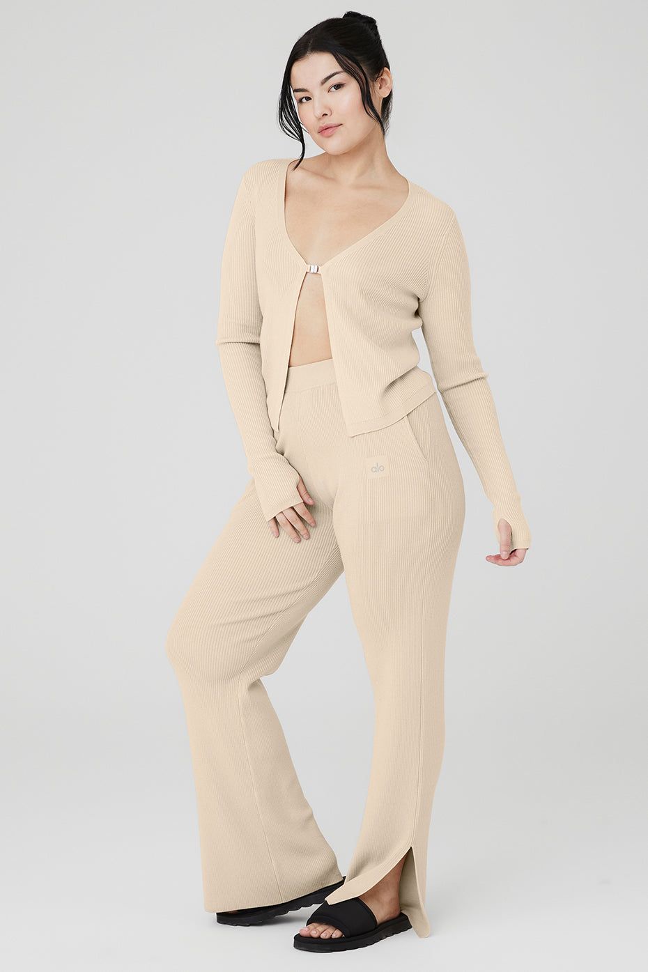 Knit Salana Cardigan & Knit High-Waist Salana Wide Leg Pant Set sold by Alo Yoga product image thumbnail 11
