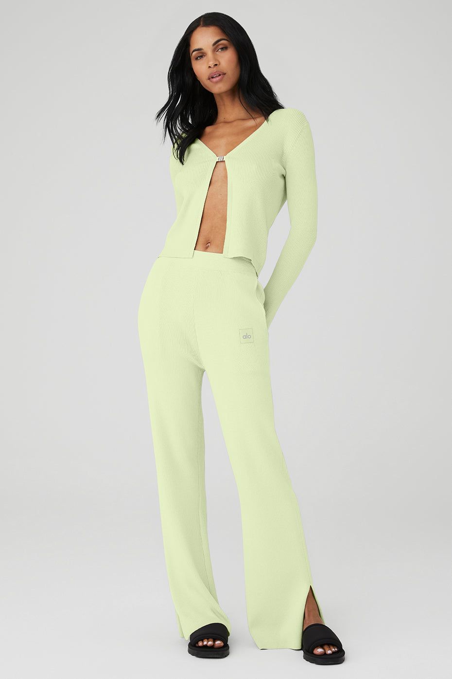 Knit Salana Cardigan & Knit High-Waist Salana Wide Leg Pant Set sold by Alo Yoga product image thumbnail 13