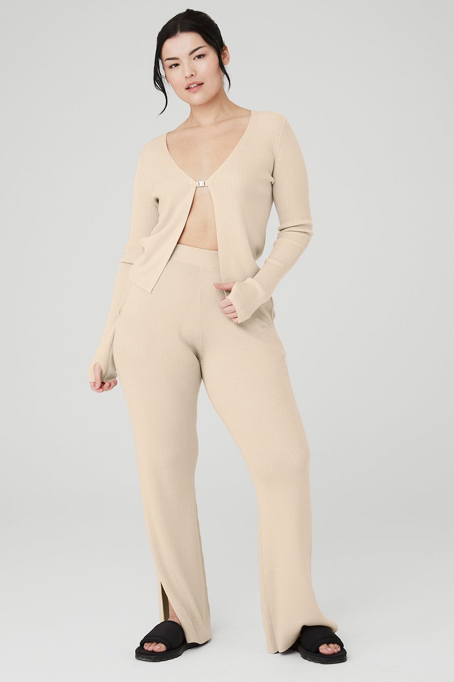 Knit Salana Cardigan & Knit High-Waist Salana Wide Leg Pant Set sold by Alo Yoga product image thumbnail 9