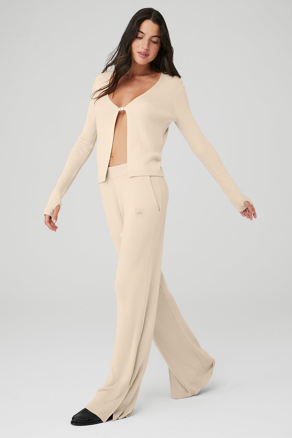 Knit Salana Cardigan & Knit High-Waist Salana Wide Leg Pant Set sold by Alo Yoga product image thumbnail 7