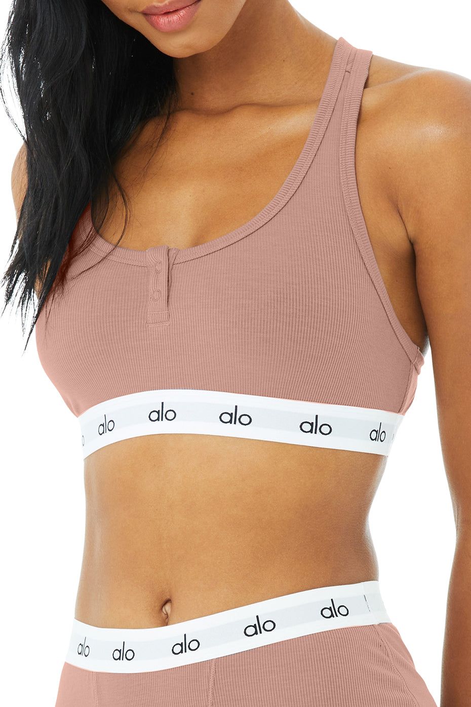 Icon Ribbed Henley Bra - Smoky Quartz sold by Alo Yoga product image thumbnail 4