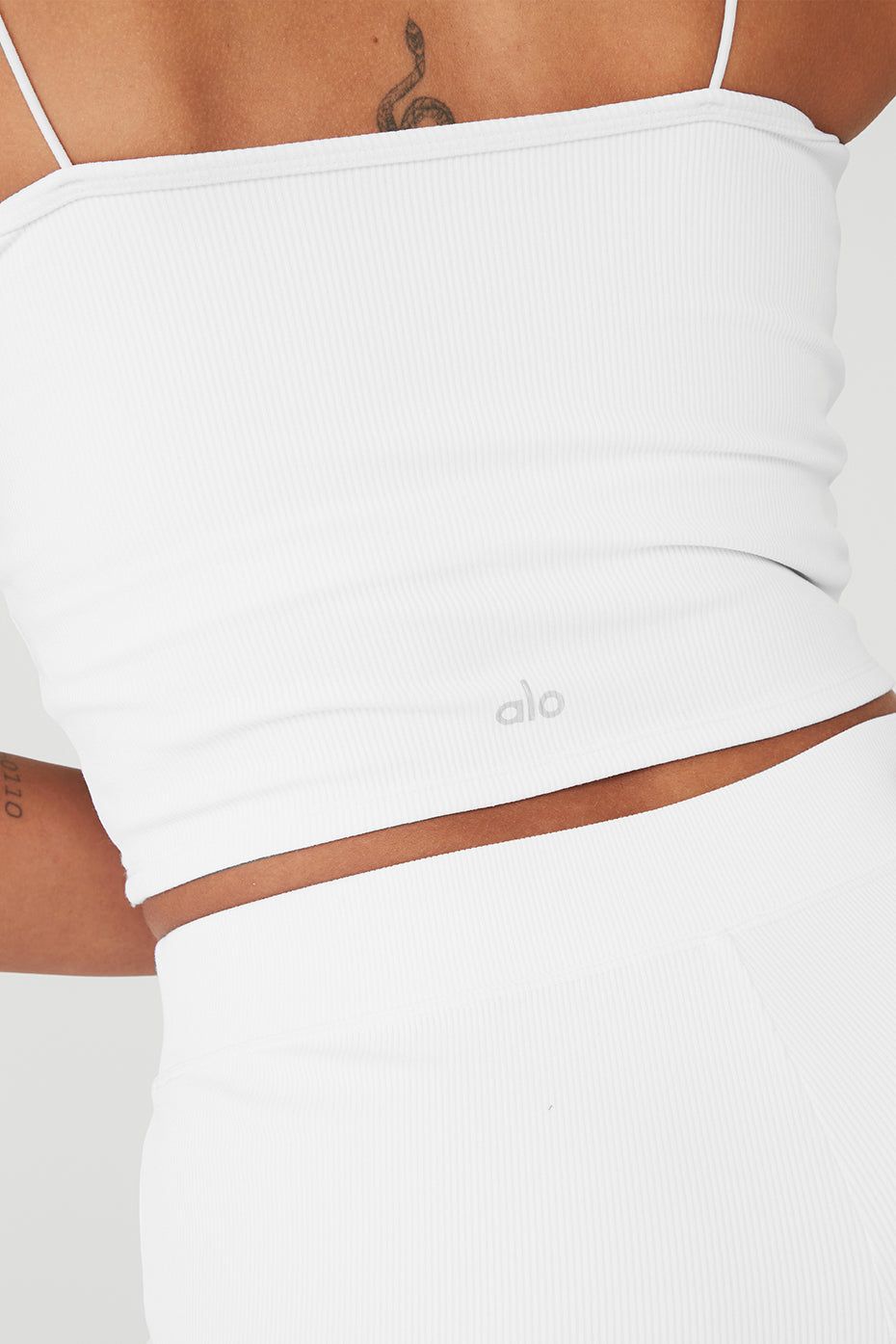 Goddess Ribbed Bandeau Top & Goddess Ribbed High-Waist Hot Short Set - White sold by Alo Yoga product image thumbnail 8