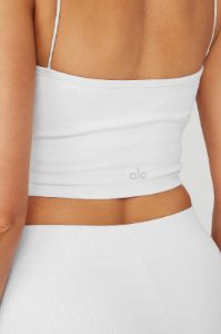 Goddess Ribbed Bandeau Top & Goddess Ribbed High-Waist Hot Short Set - White sold by Alo Yoga