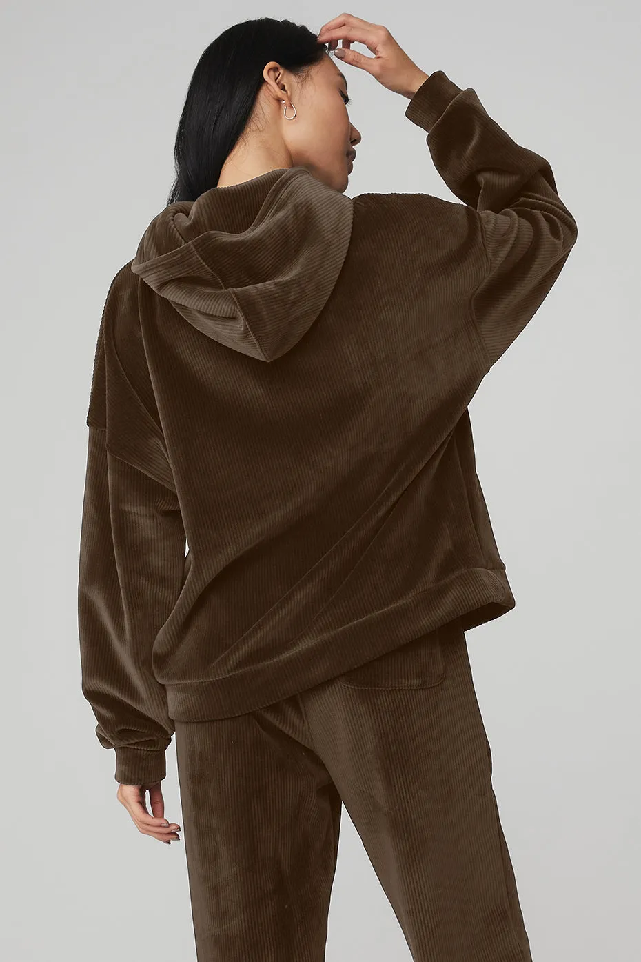 Velour Baller Hoodie - Espresso sold by Alo Yoga product image thumbnail 2