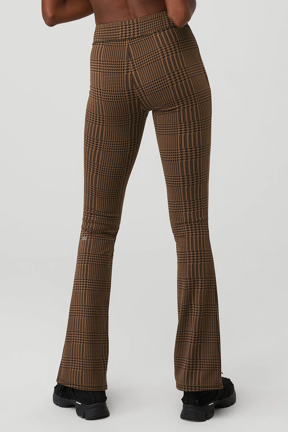 Jacquard High-Waist Glenplaid Flutter Legging - Cinnamon Brown/Black sold by Alo Yoga product image thumbnail 2