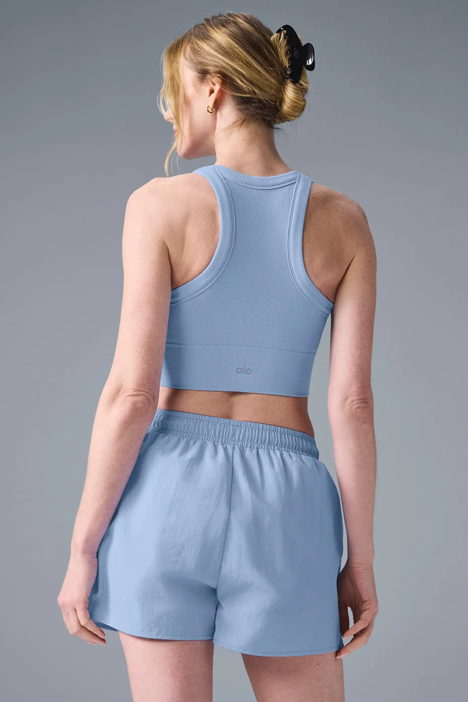 Seamless Delight High Neck Bra - Seashell Blue sold by Alo Yoga product image thumbnail 2