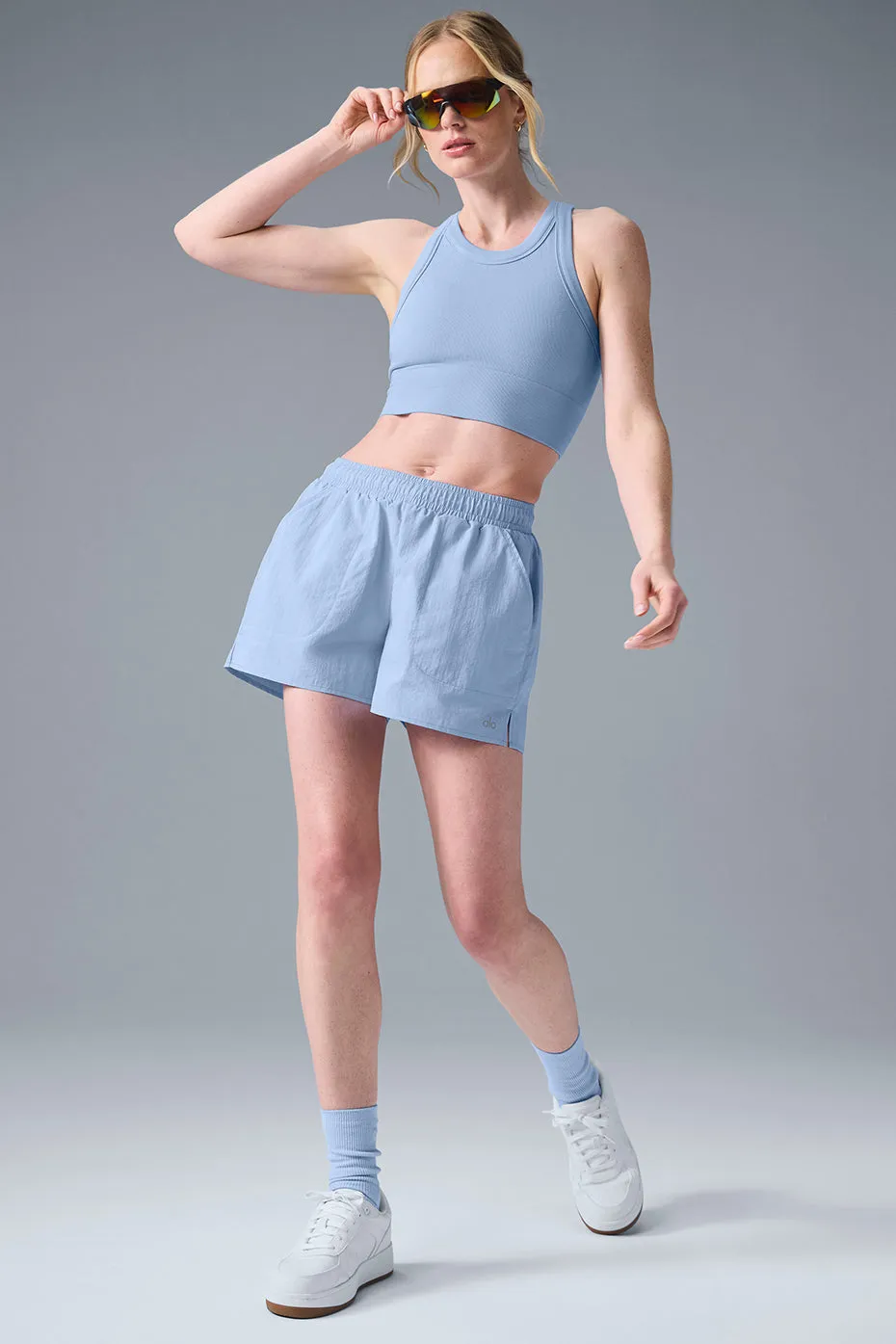 Seamless Delight High Neck Bra - Seashell Blue sold by Alo Yoga product image thumbnail 4