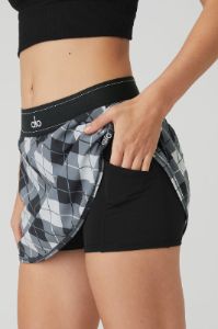 Argyle Match Point Tennis Skirt - Black/Anthracite sold by Alo Yoga