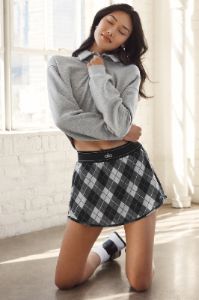 Argyle Match Point Tennis Skirt - Black/Anthracite sold by Alo Yoga