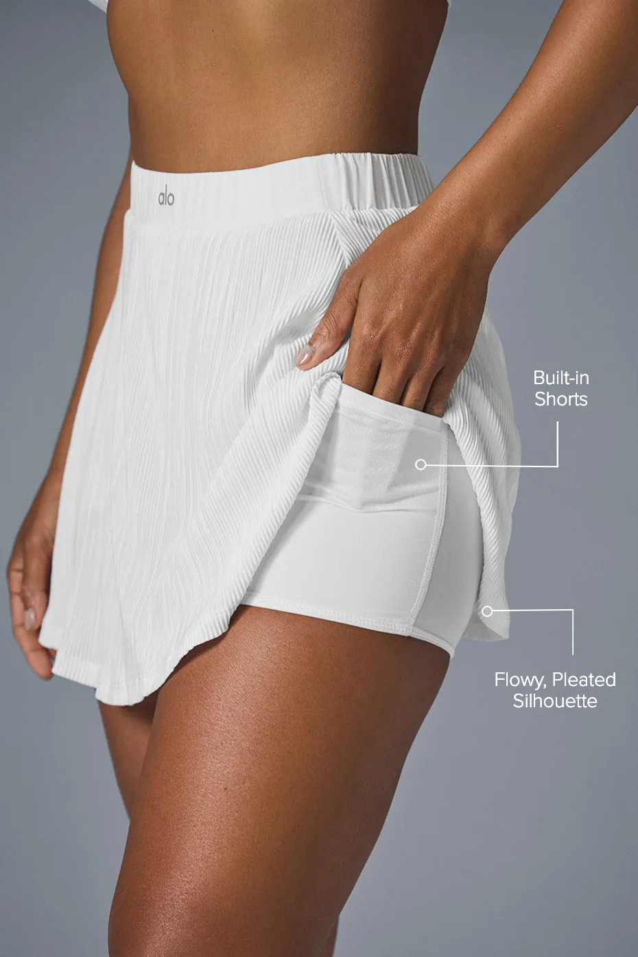 Micro Plisse Tennis Skirt - White sold by Alo Yoga product image thumbnail 2