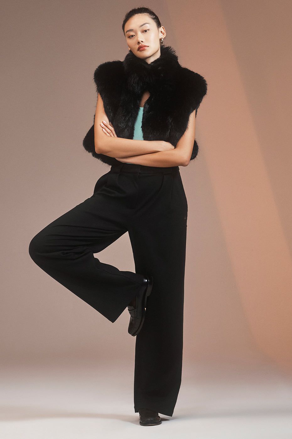 Opulent Faux Fur Cropped Vest - Black sold by Alo Yoga product image thumbnail 2