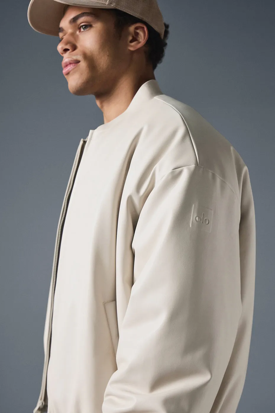 Faux Leather Premier Bomber - Bone sold by Alo Yoga product image thumbnail 3
