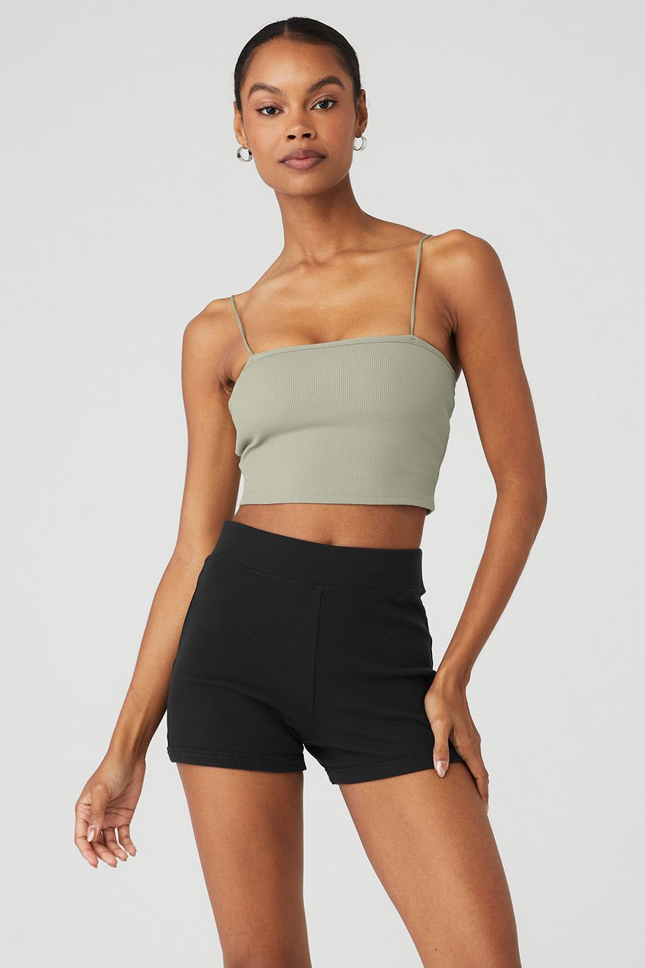 Goddess Ribbed Bandeau Top - Limestone sold by Alo Yoga