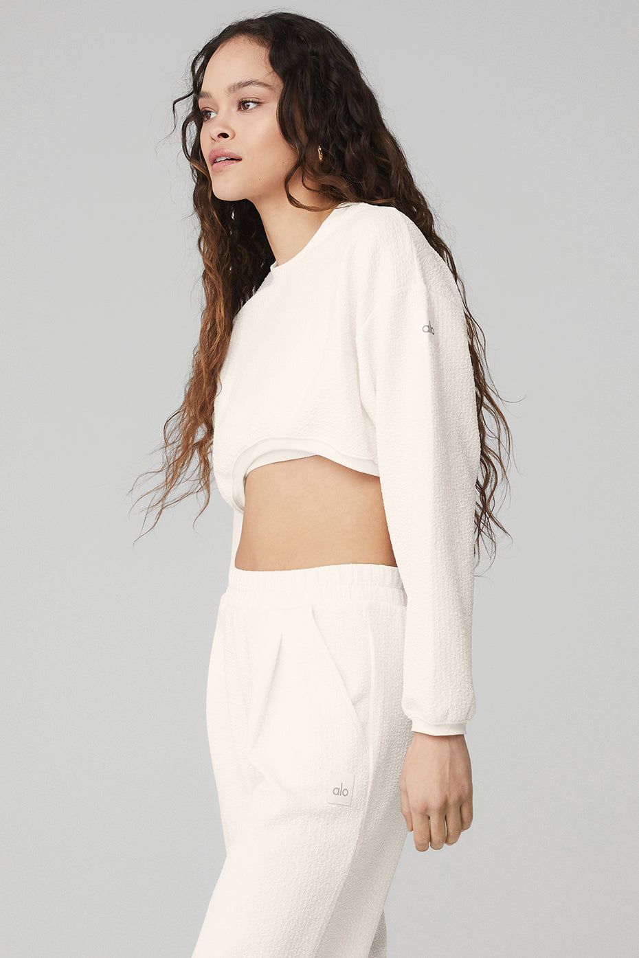 Cropped Tailored Crew Neck - Ivory sold by Alo Yoga product image thumbnail 3