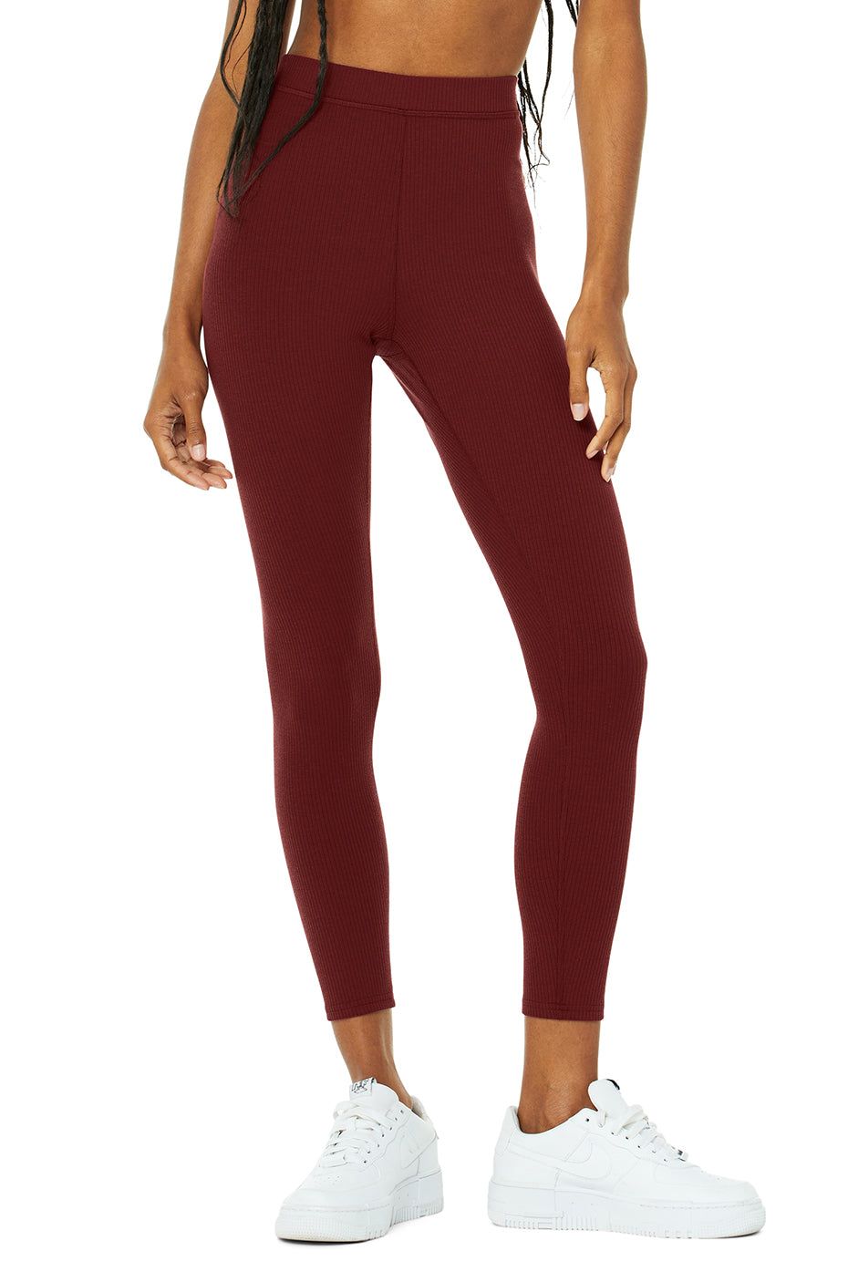 Ribbed High-Waist 7/8 Blissful Legging - Cranberry sold by Alo Yoga