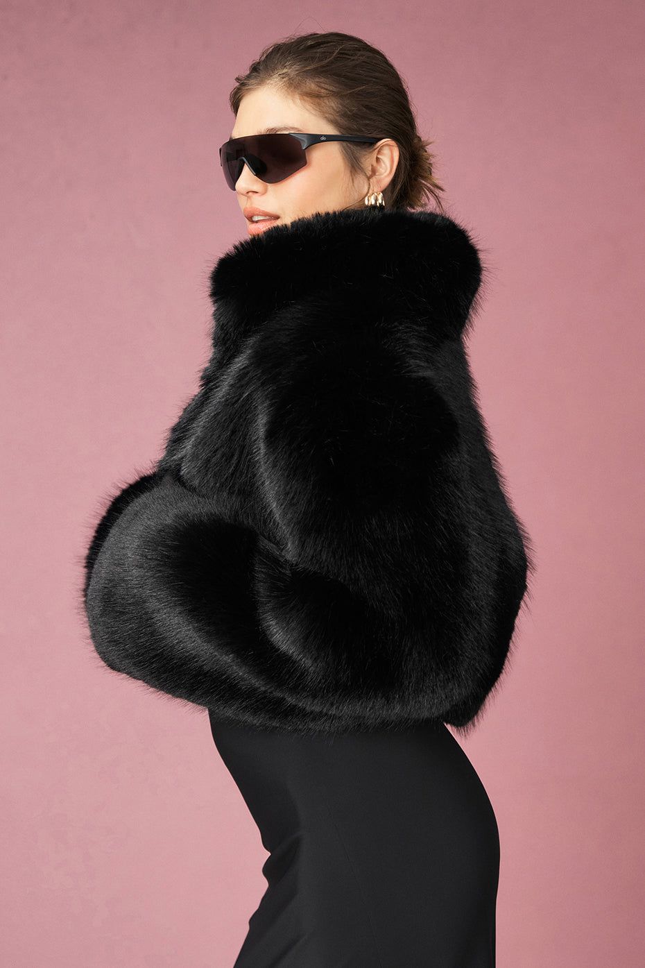 Opulent Faux Fur Cropped Jacket - Black sold by Alo Yoga product image thumbnail 3