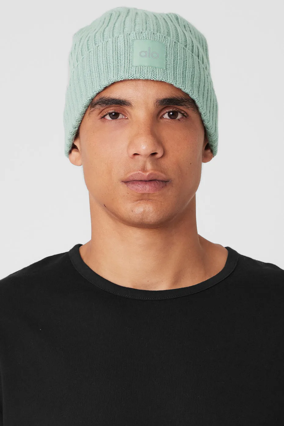 Cashmere Blend Rib Beanie - Icy Sage | Parallel display picture 1