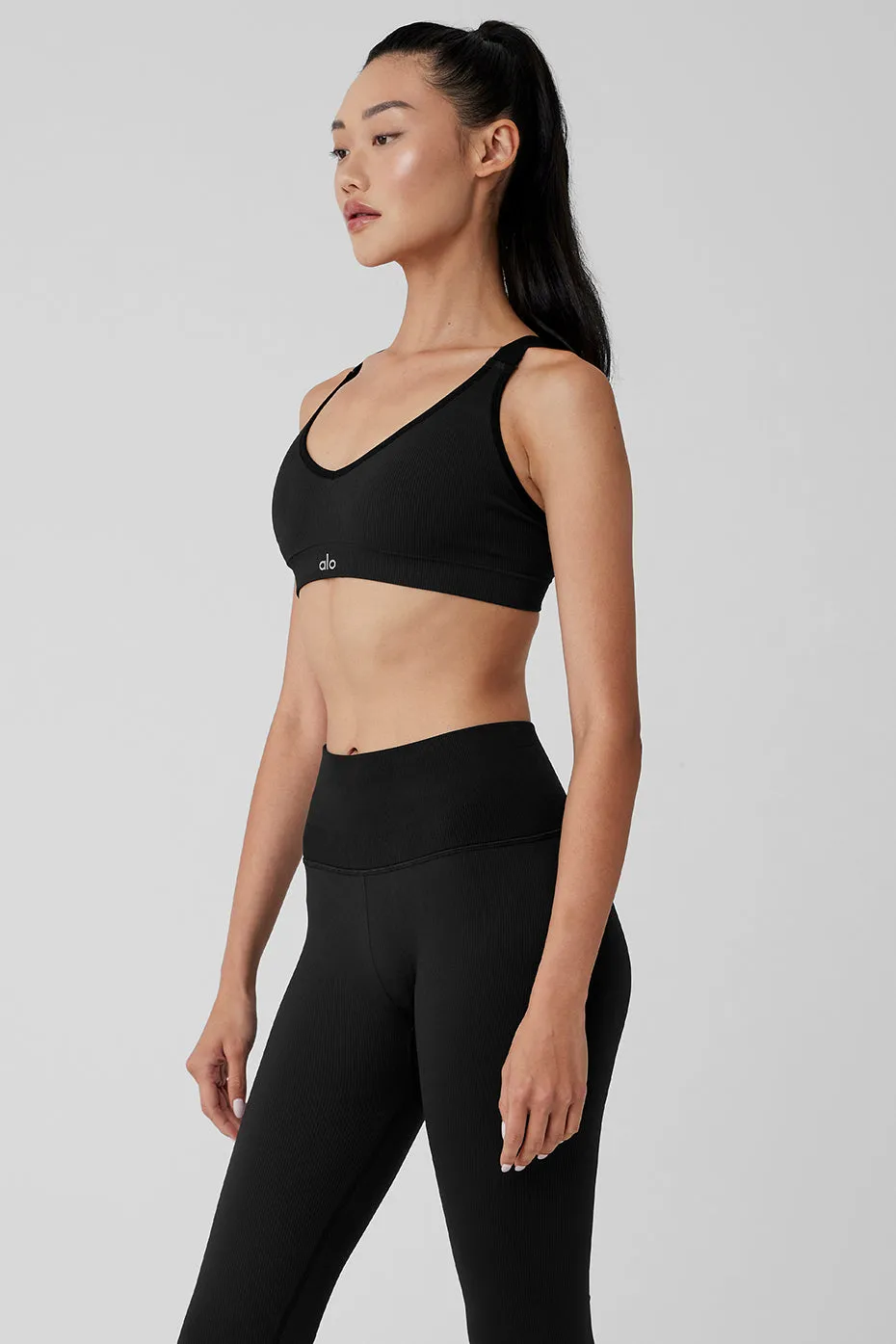 Seamless Ribbed Favorite Bra - Black sold by Alo Yoga product image thumbnail 3