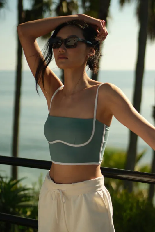 Airbrush Streamlined Bra Tank - Botanical Green/Ivory | Parallel