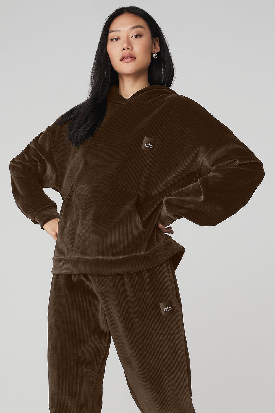 Velour Baller Hoodie - Espresso sold by Alo Yoga
