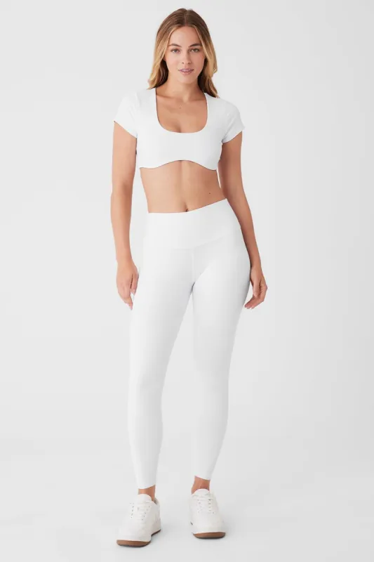 Airbrush Figure Short Sleeve Bra & 7/8 High-Waist Airbrush Legging Set - White sold by Alo Yoga