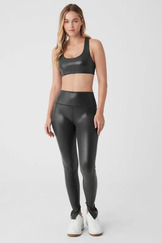 Foil Airlift Advantage Bra & Foil Airlift High-Waist Elongated Legging Set - Black Foil sold by Alo Yoga