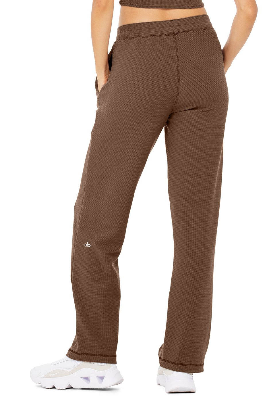 Micro Waffle High-Waist Pleasant Wide Leg Pant - Hot Cocoa sold by Alo Yoga product image thumbnail 2