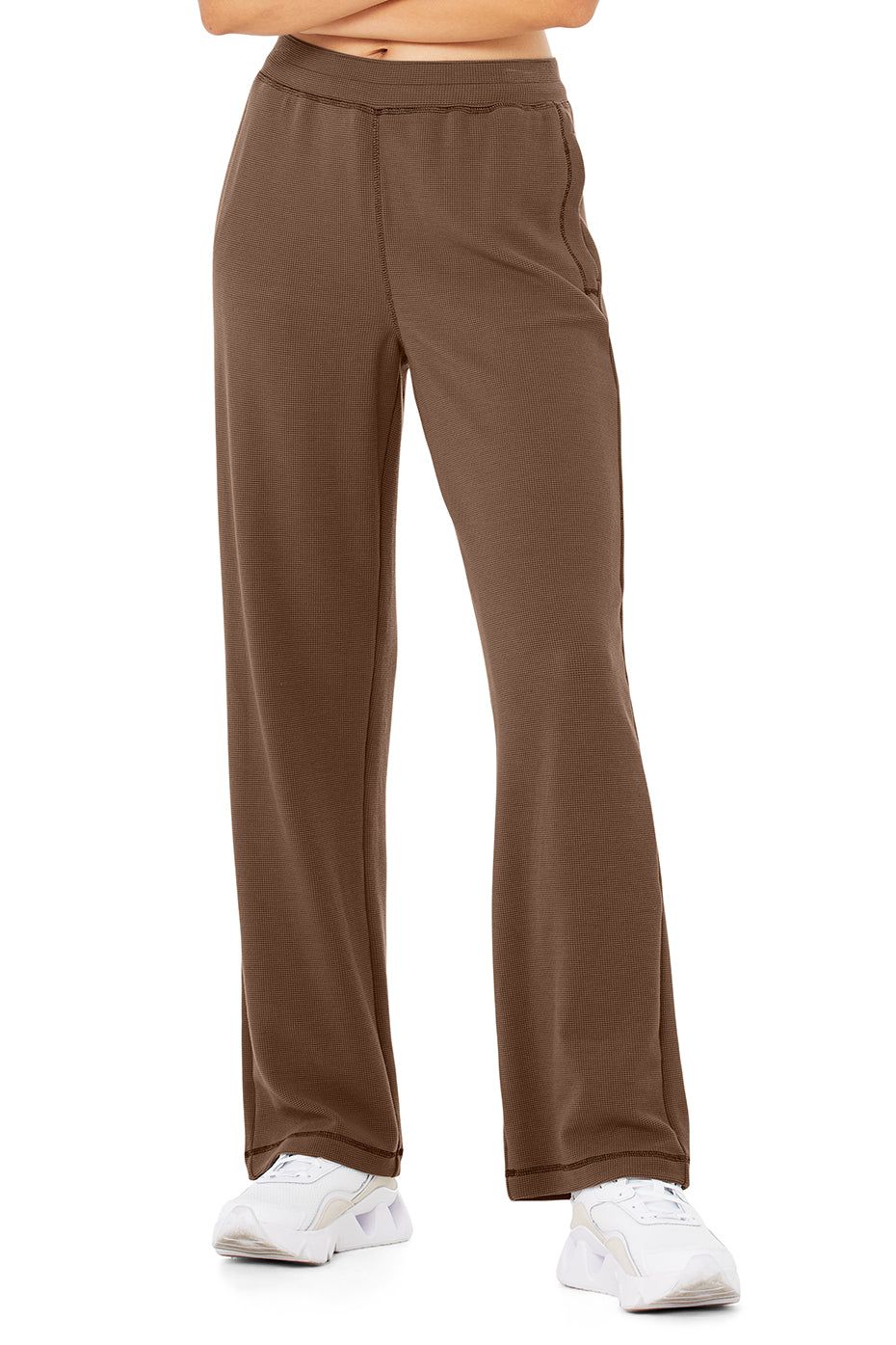 Micro Waffle High-Waist Pleasant Wide Leg Pant - Hot Cocoa sold by Alo Yoga