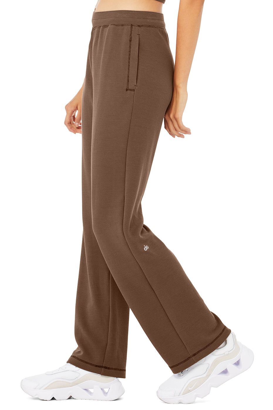Micro Waffle High-Waist Pleasant Wide Leg Pant - Hot Cocoa sold by Alo Yoga product image thumbnail 3