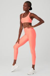 Airlift Advantage Racerback Bra & 7/8 High-Waist Airlift Legging Set - Candy Orange sold by Alo Yoga