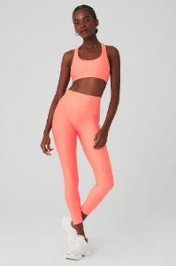 Airlift Advantage Racerback Bra & 7/8 High-Waist Airlift Legging Set - Candy Orange sold by Alo Yoga