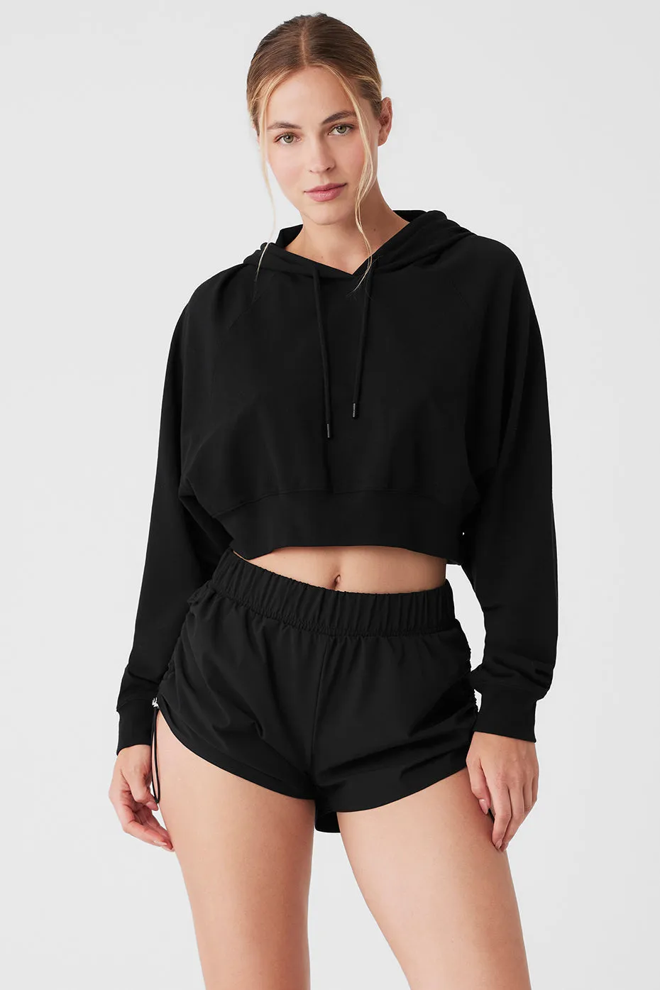 Cropped Double Take Hoodie - Black sold by Alo Yoga