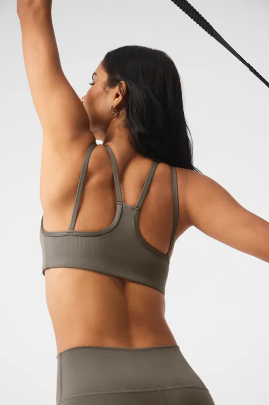 Airlift Ribbed Jump Start V-Neck Bra - Olive Tree | Parallel