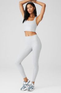 Alosoft Ribbed Shimmer Chic Bra Tank & Alosoft Ribbed High-Waist Shimmer Legging Set sold by Alo Yoga