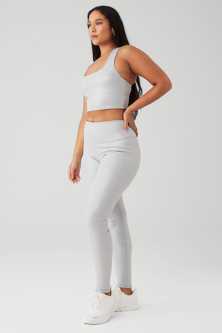 Alosoft Ribbed Shimmer Chic Bra Tank & Alosoft Ribbed High-Waist Shimmer Legging Set sold by Alo Yoga product image thumbnail 11