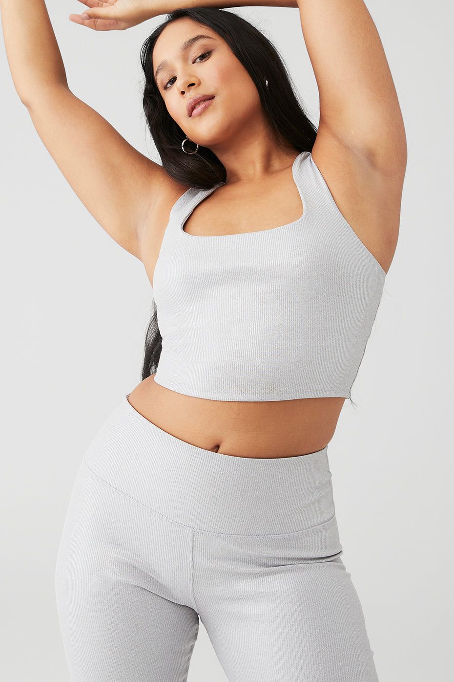 Alosoft Ribbed Shimmer Chic Bra Tank & Alosoft Ribbed High-Waist Shimmer Legging Set sold by Alo Yoga product image thumbnail 12