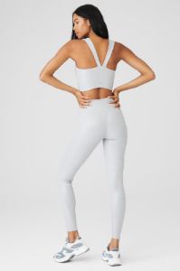 Alosoft Ribbed Shimmer Chic Bra Tank & Alosoft Ribbed High-Waist Shimmer Legging Set sold by Alo Yoga