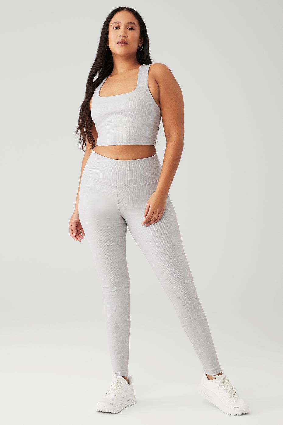 Alosoft Ribbed Shimmer Chic Bra Tank & Alosoft Ribbed High-Waist Shimmer Legging Set sold by Alo Yoga product image thumbnail 9