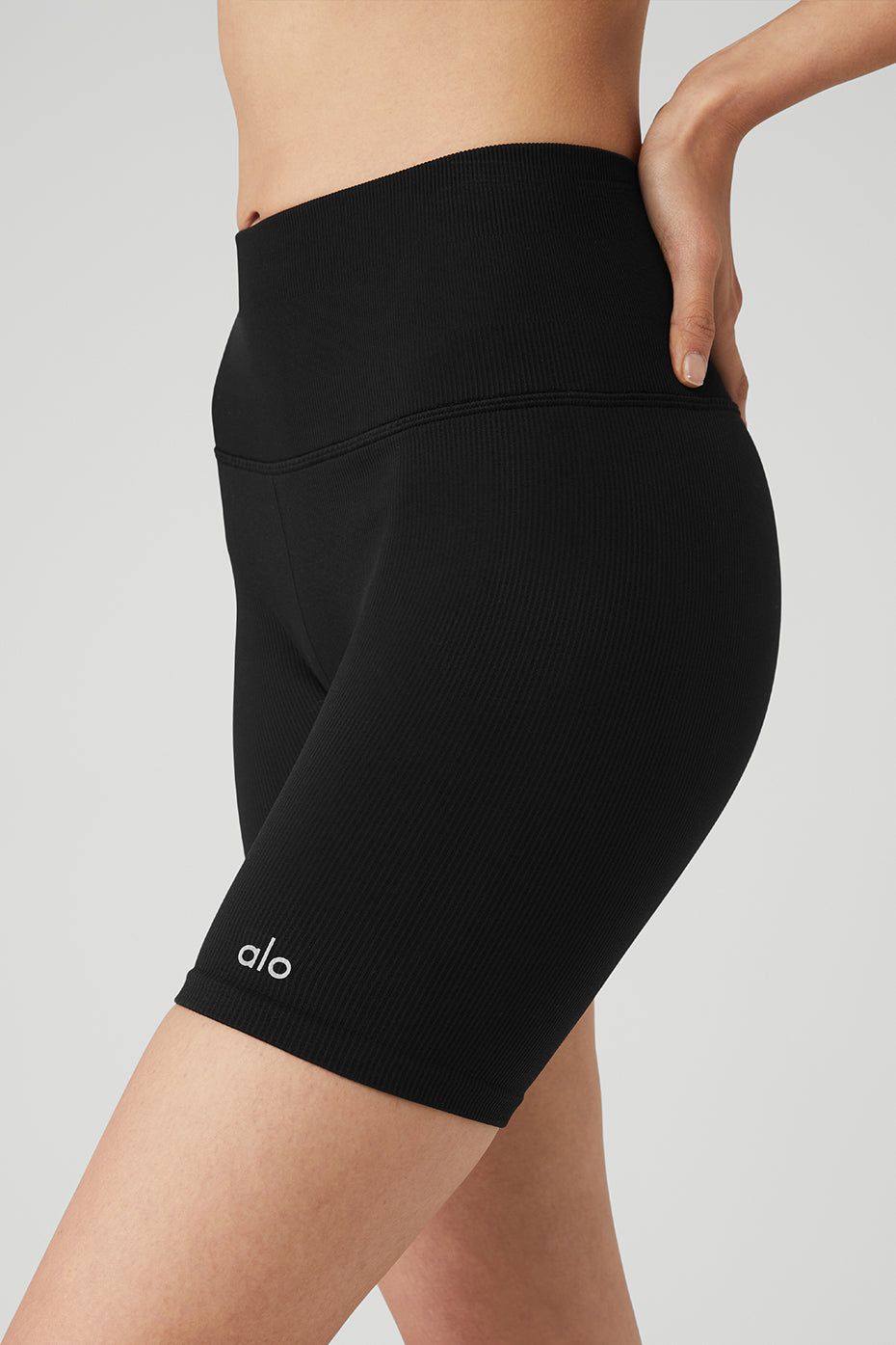 Seamless Ribbed Bra & 5" Seamless Ribbed Favorite Short Set - Black sold by Alo Yoga product image thumbnail 5