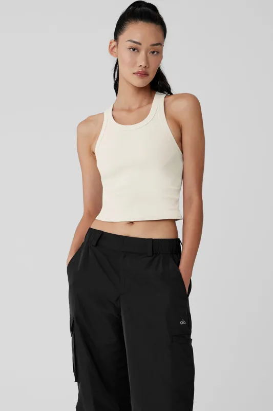 Goddess Ribbed Go-To Tank - Ivory sold by Alo Yoga