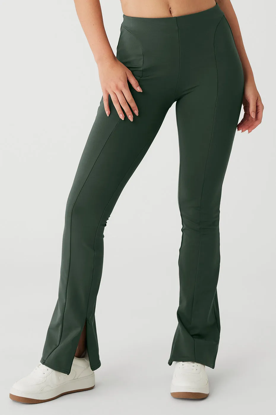 High-Waist Zip It Flare Legging - Dark Cactus sold by Alo Yoga