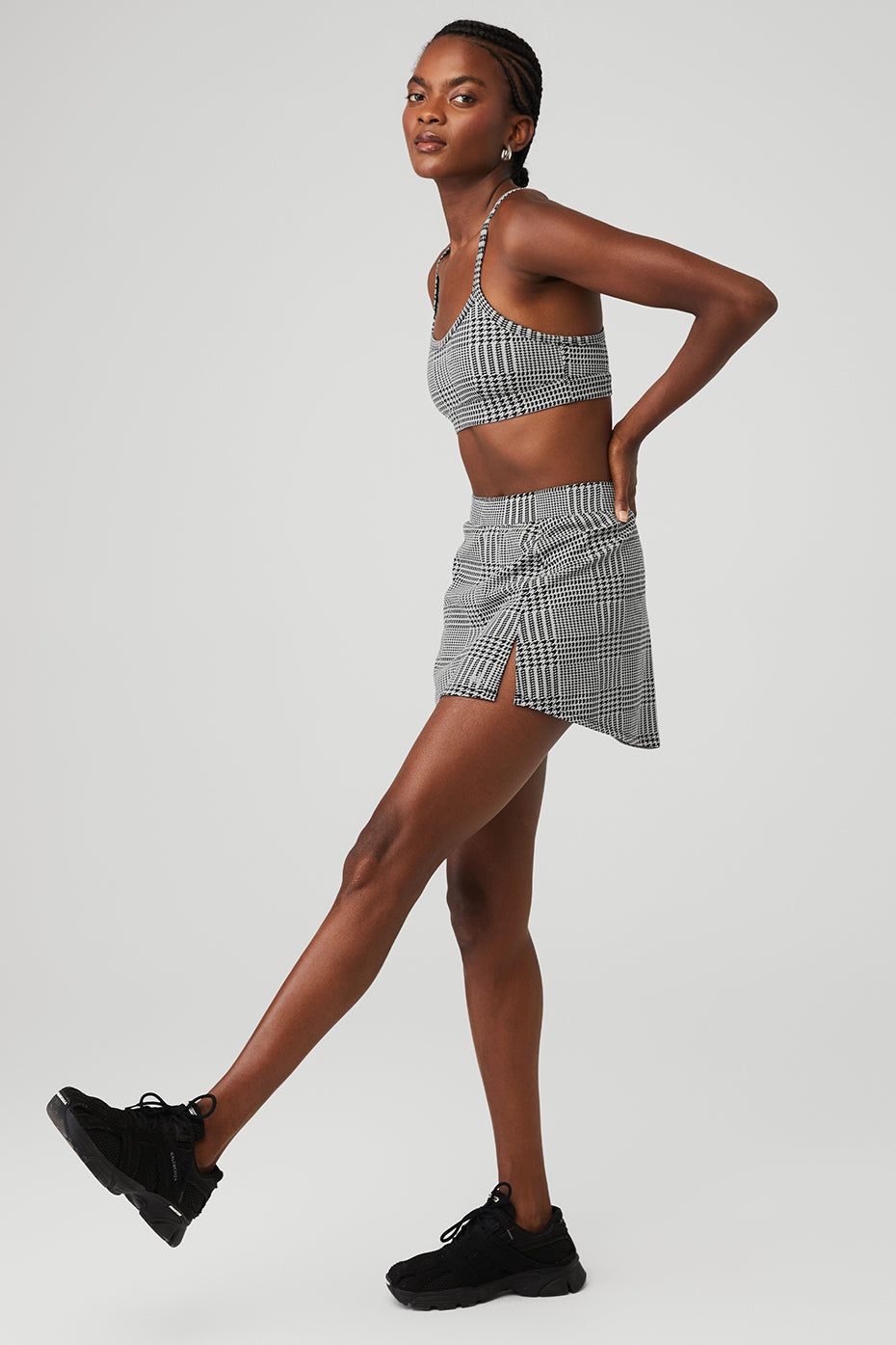 Jacquard Glenplaid Gratitude Bra & Jacquard Glenplaid Tennis Skirt Set sold by Alo Yoga product image thumbnail 2