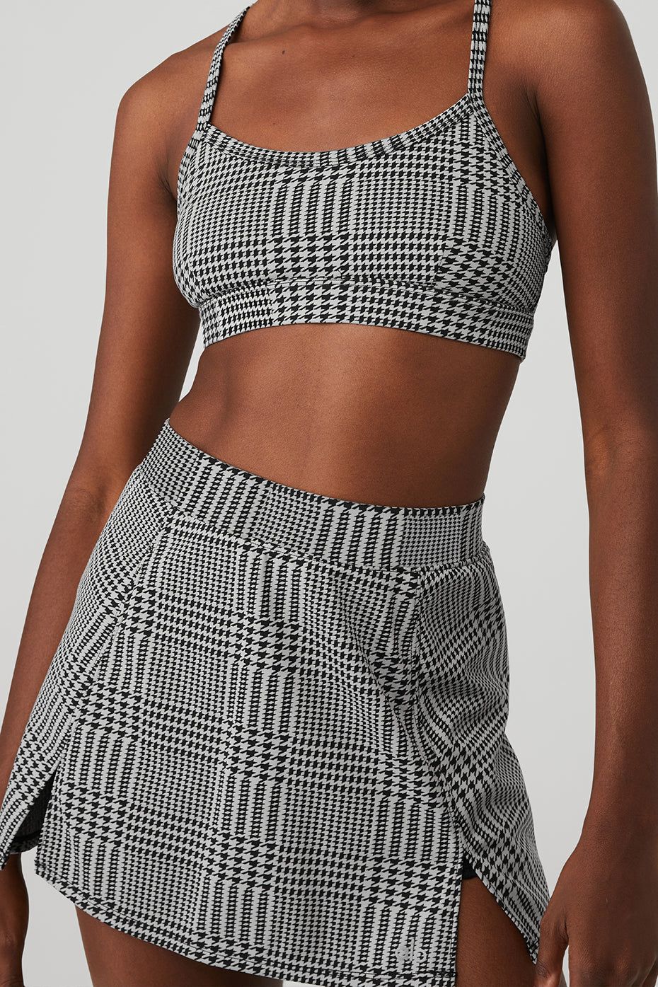 Jacquard Glenplaid Gratitude Bra & Jacquard Glenplaid Tennis Skirt Set sold by Alo Yoga product image thumbnail 4